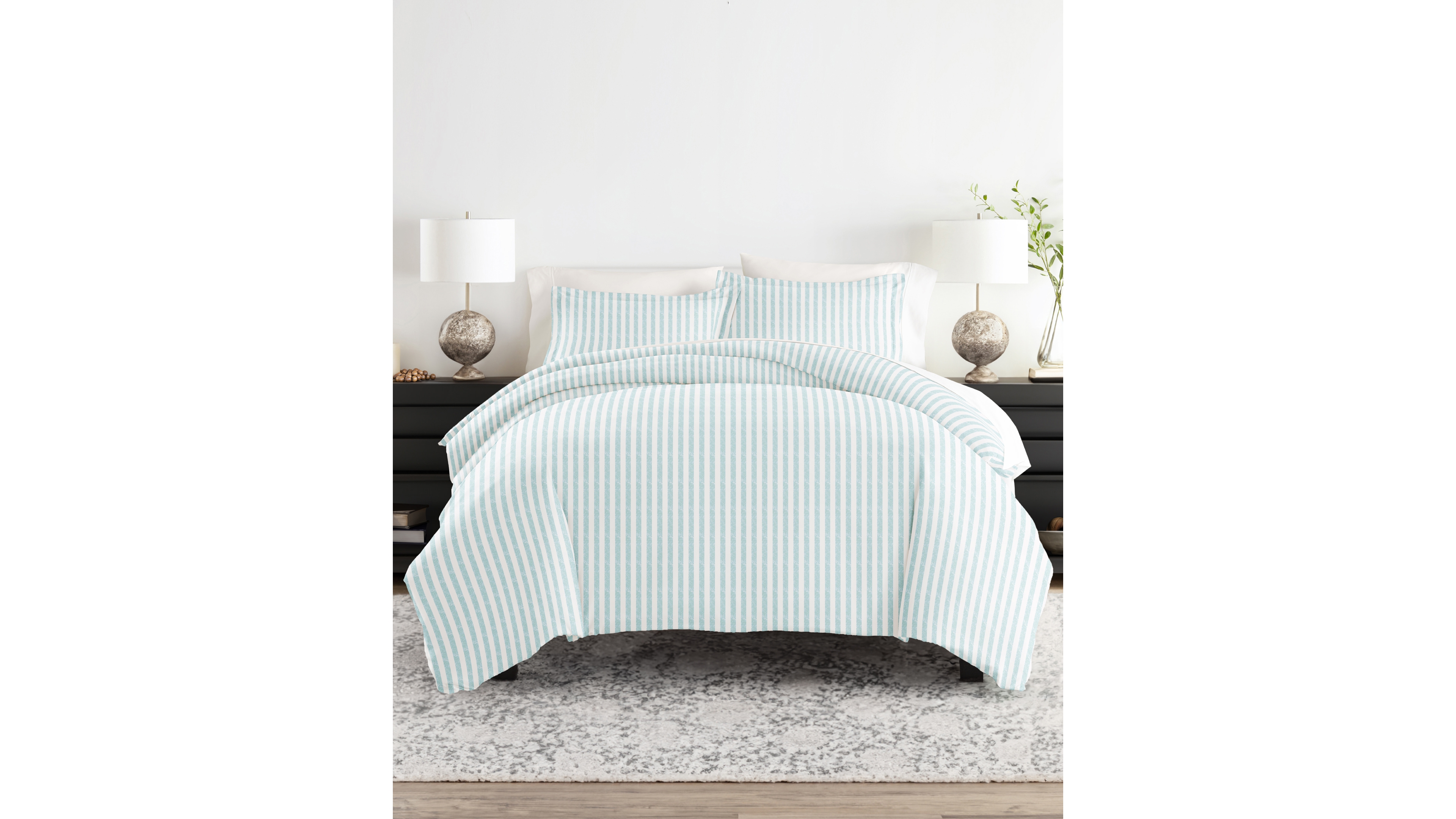 ienjoy Home Distressed Striped Pattern 2 Piece Duvet Cover Set, Twin/Twin Xl