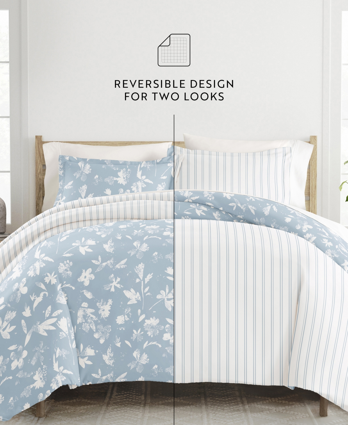 Ienjoy Home Utra Soft Reversible 3-pc. Duvet Cover Set, King/california King In Blue