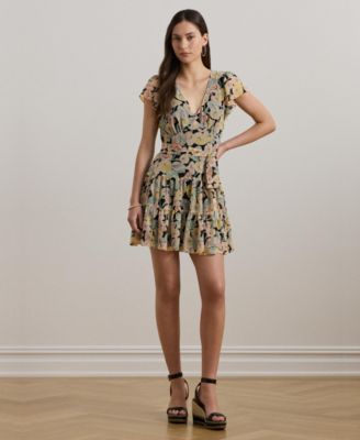 Lauren Ralph Lauren - Women's Floral Belted Georgette Tiered Dress