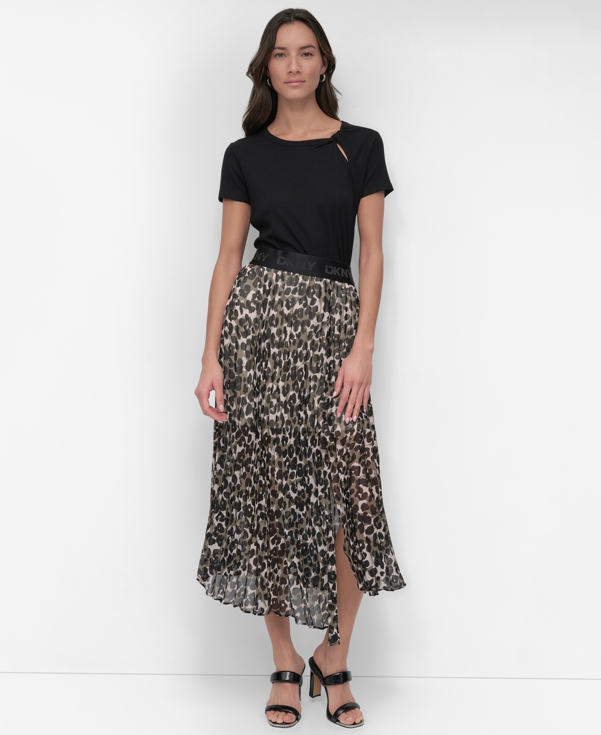 Dkny Women's Printed Chiffon Midi Skirt In Sprn Anml Utl Grn