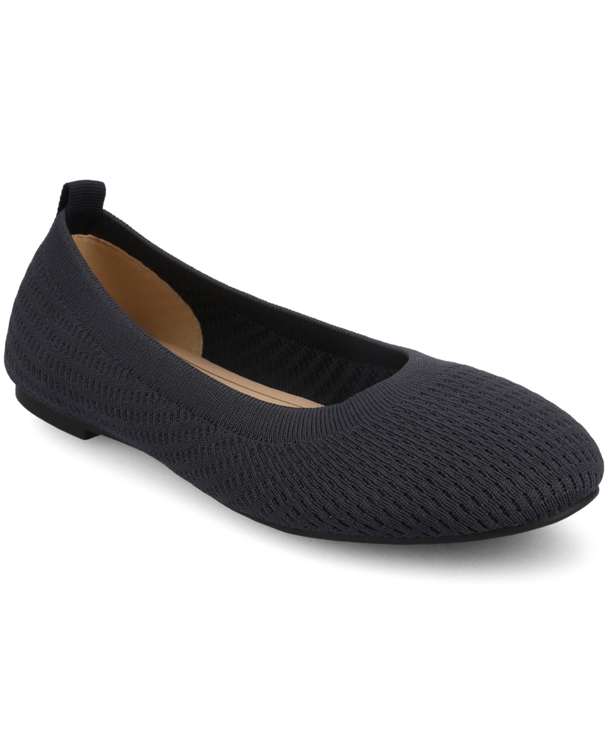 Shop Journee Collection Women's Maryann Knit Round Toe Ballet Flats In Navy
