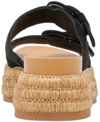 Women's Witny Double-Buckle Raffia Platform Footbed Sandals
