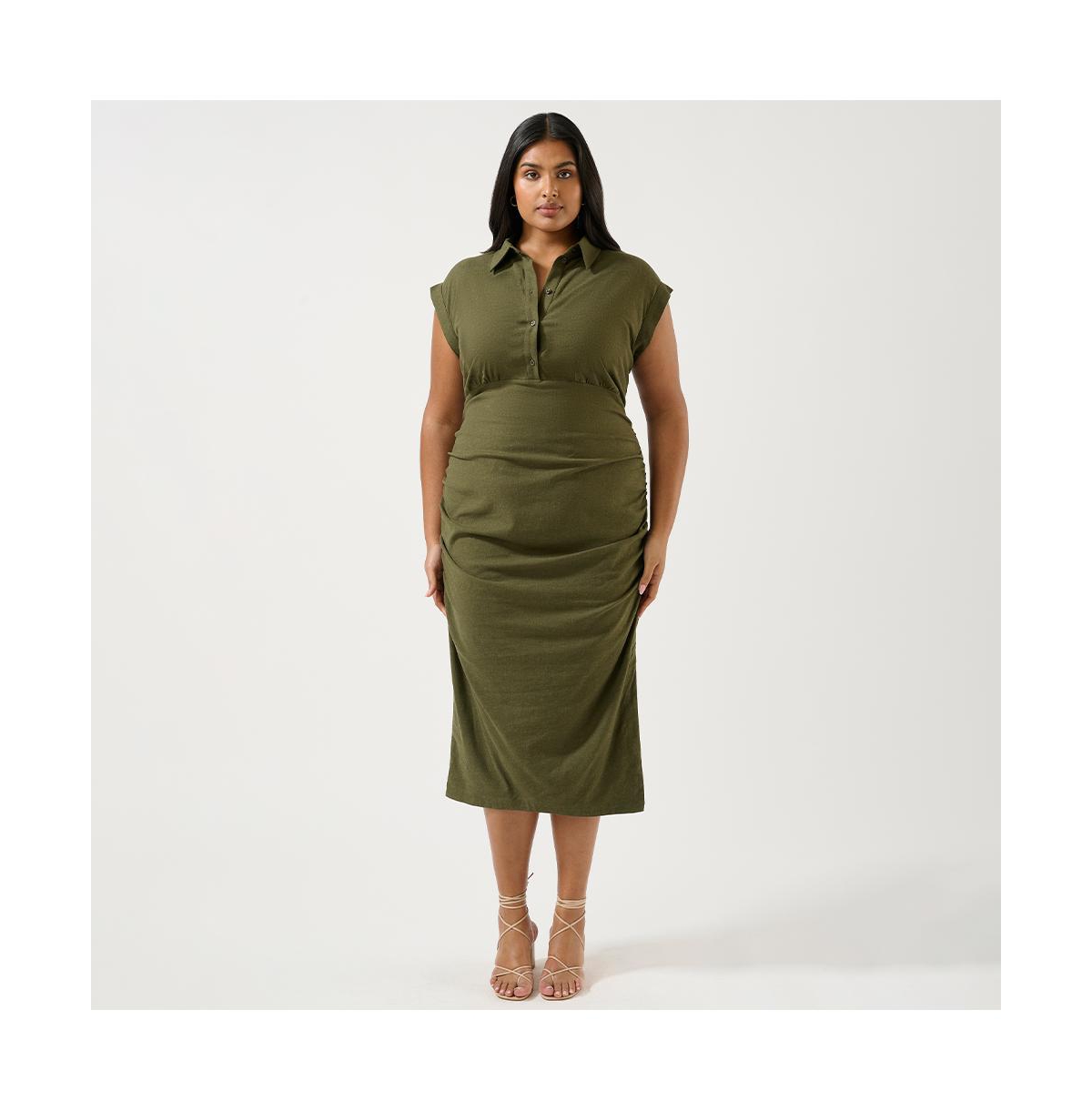 Plus Size Desert Whisperer Shirt Dress - Olive