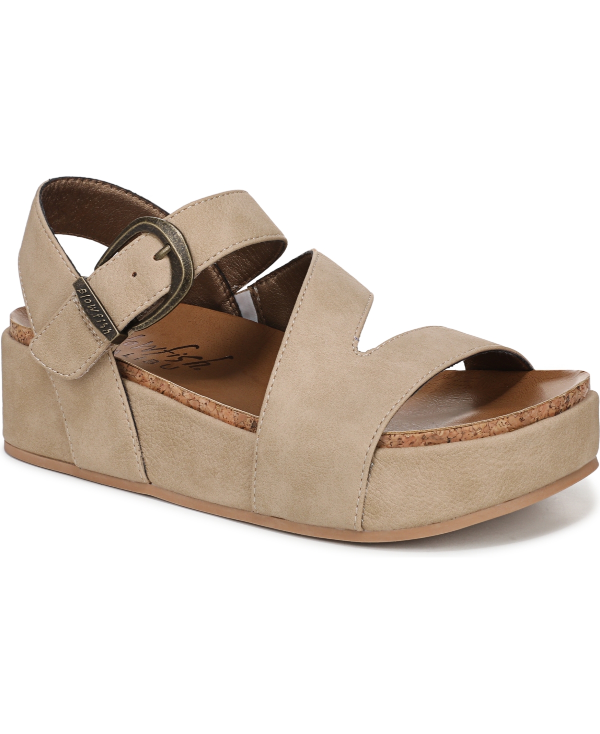 Shop Blowfish Malibu Women's Isabel Strappy Open Round Toe Platform Sandals In Sand Faux Nubuck