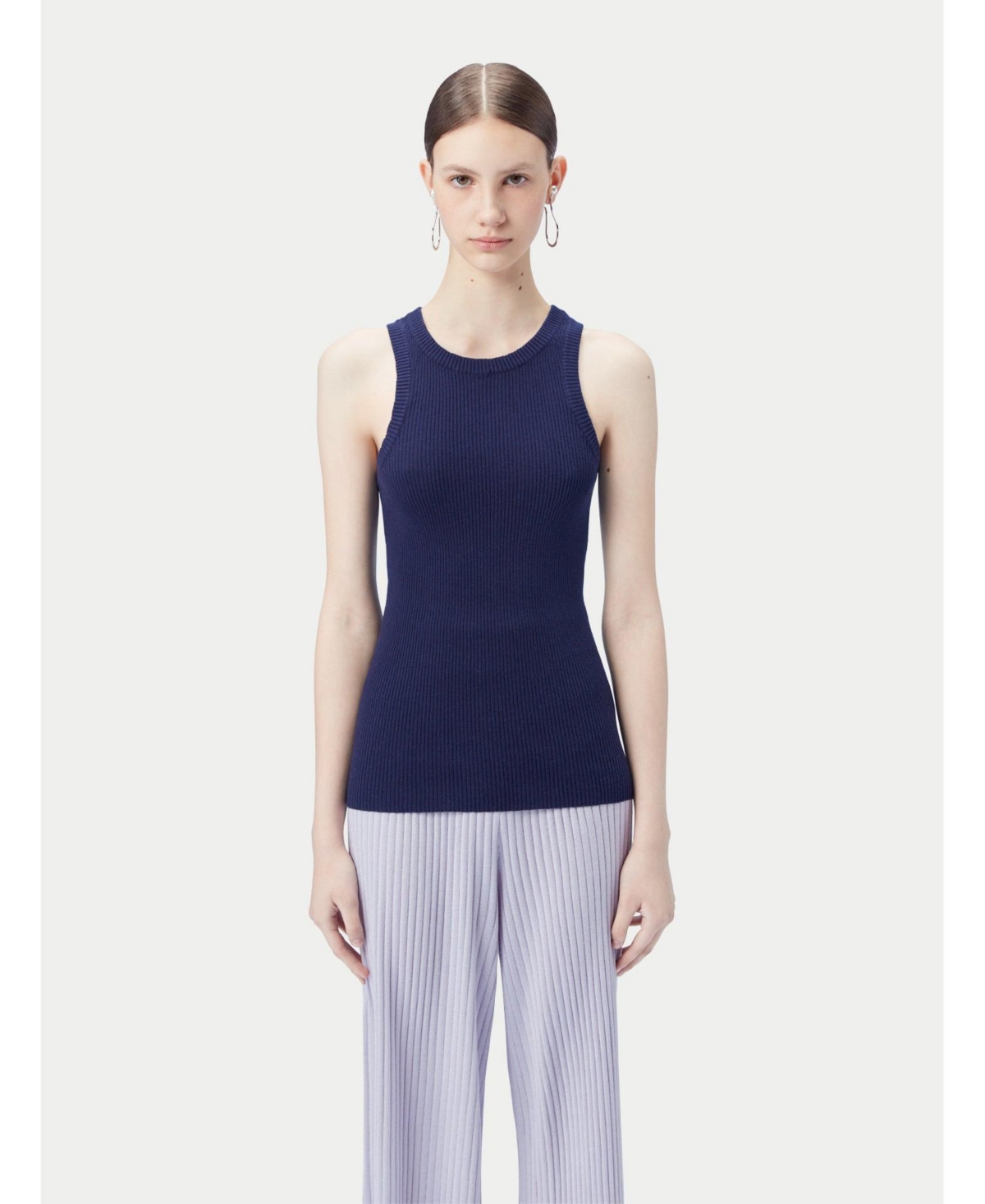 Gobi Cashmere Women's 100% Ribbed Cotton Silk Cashmere Blend Tank Top