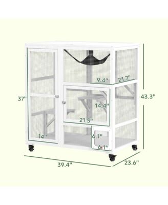 Indoor Cat Enclosure on Wheels, Cat House with Openable Top,
