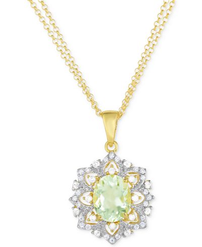 Victoria Townsend Green Amethyst (2-2/5 ct. t.w.) and White Topaz (1/4 ct. t.w.) Pendant Necklace in 18k Gold-Plated Sterling Silver