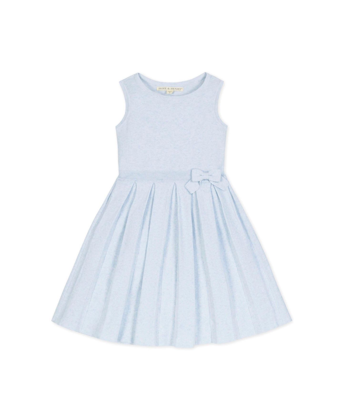 Платье Hope & Henry Heirloom Sleeveless Pleated Sweater Dress with Bow для девочек-малышей, цвет: Светлый синий меланжевый — фото 1