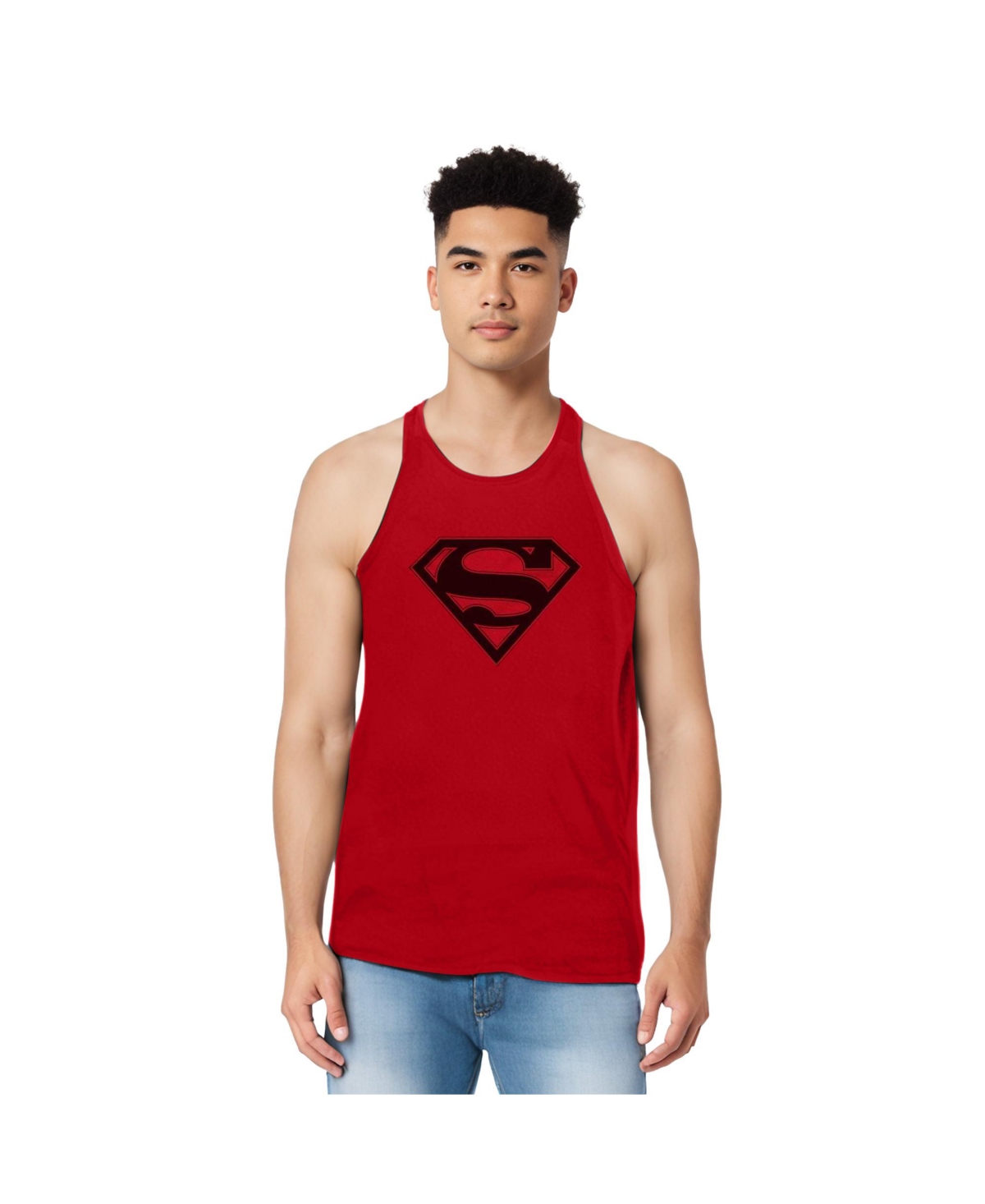 Mens Red & Black Shield Adult Tank Top - Red
