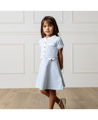 Big Girls Short Sleeve French Terry Contrast Trim Dress