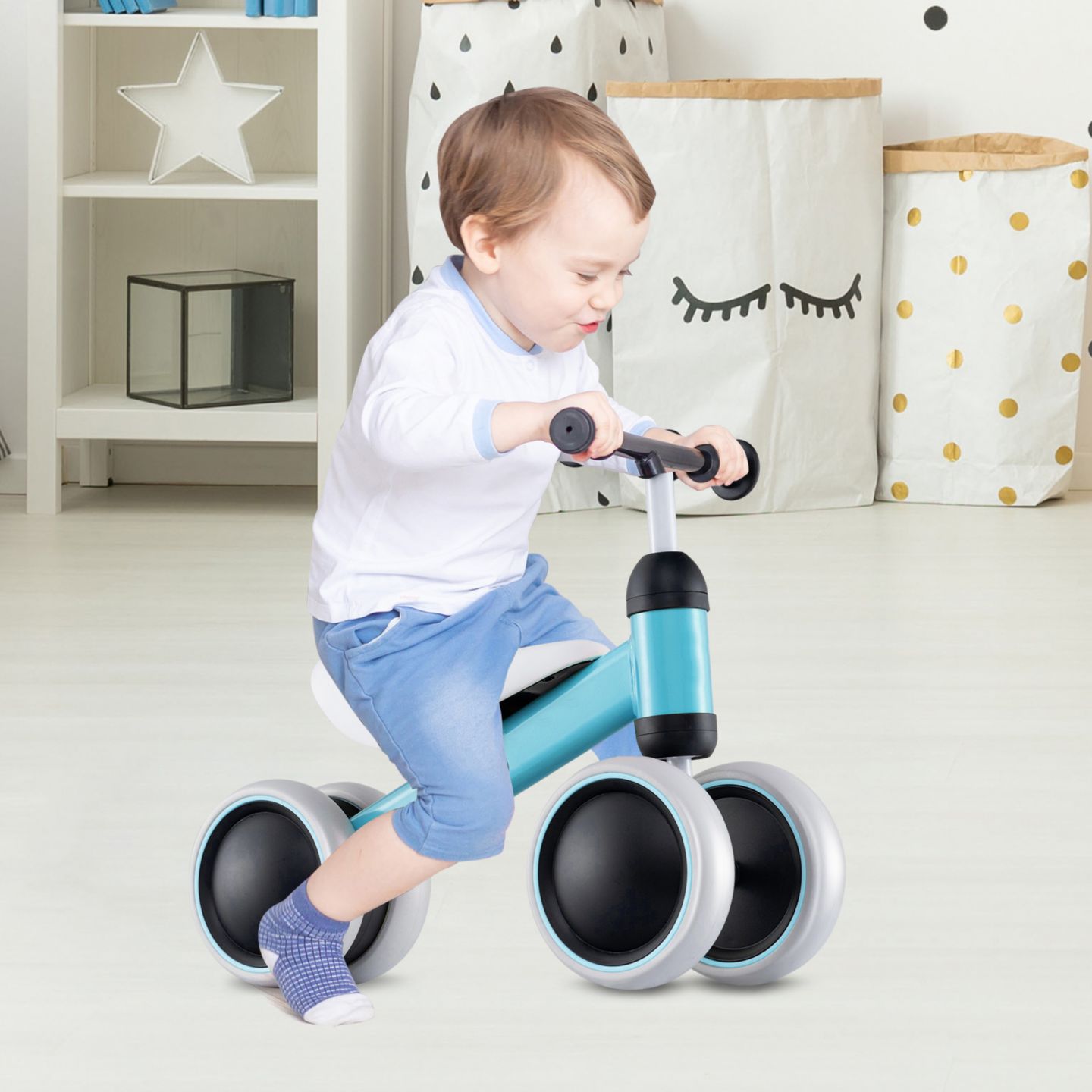 Детская игрушка Slickblue 4-Wheel No-Pedal Balance Bike, от 2 лет, цвет: Синий — фото 2