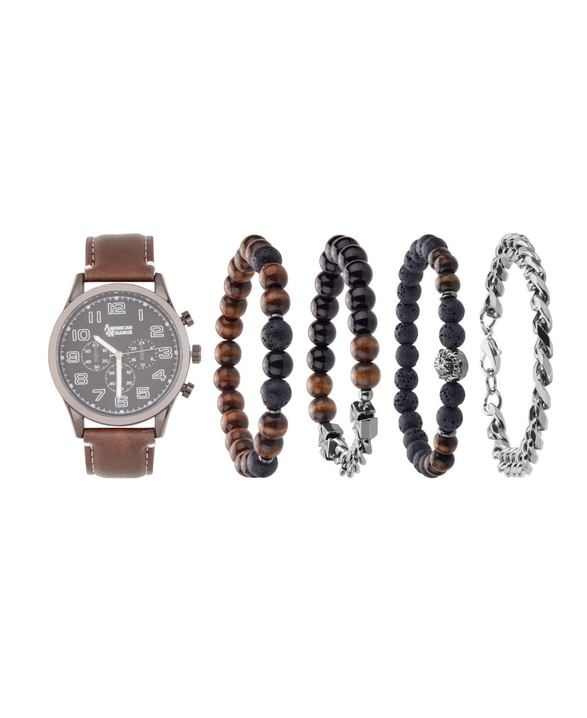 American Exchange Men's Quartz Brown Polyurethane Strap Watch 44mm In Brown