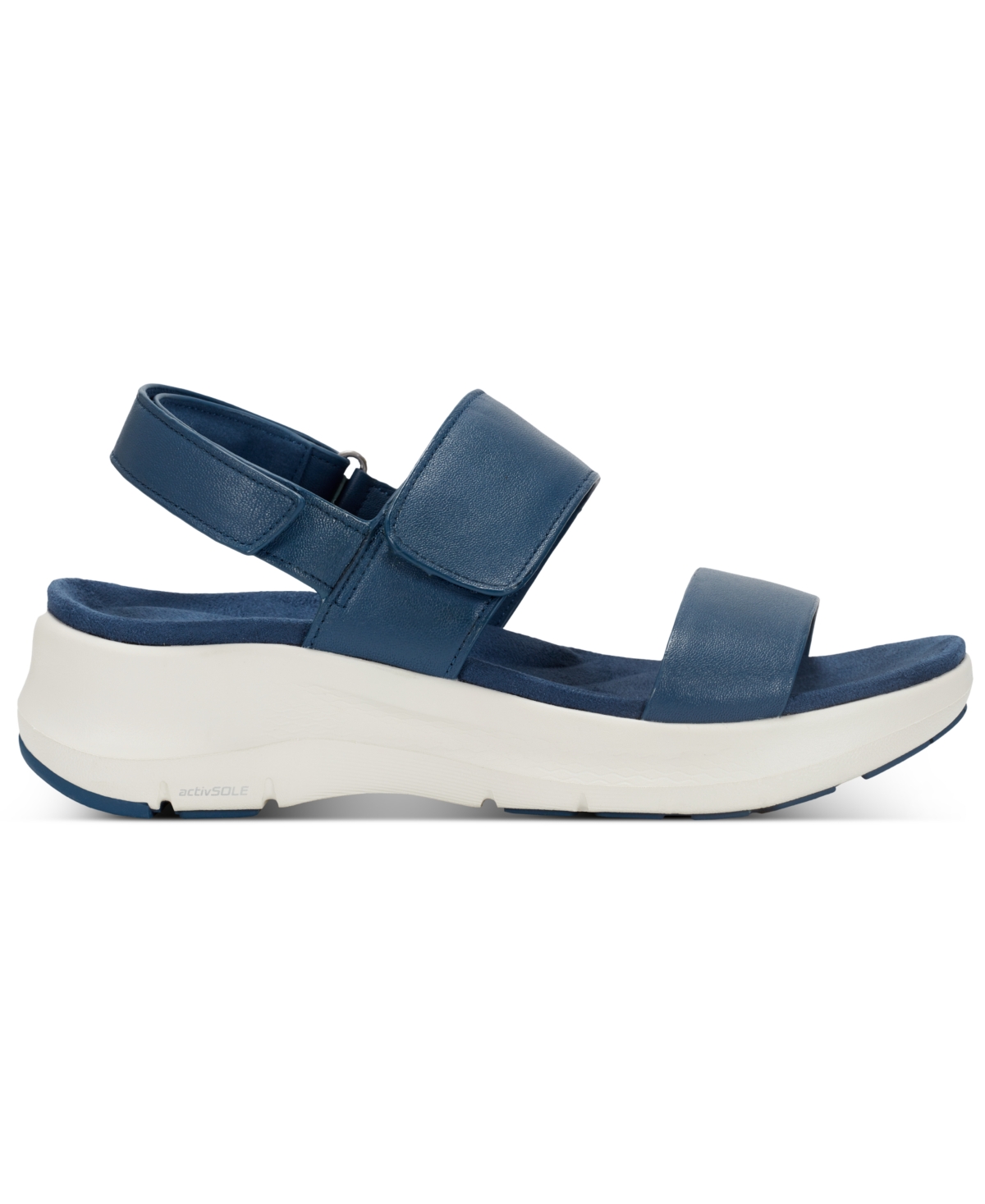 Shop Rockport Women's Qwera Open Toe Strappy Casual Wedge Sandals In Blue Leather