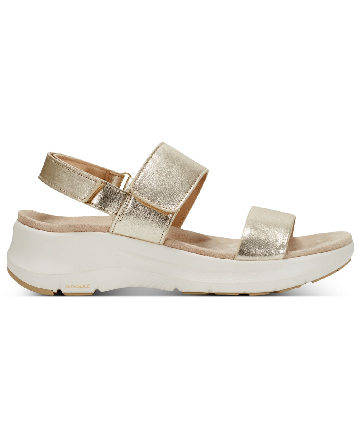 Shop Rockport Women's Qwera Open Toe Strappy Casual Wedge Sandals In Gold Leather