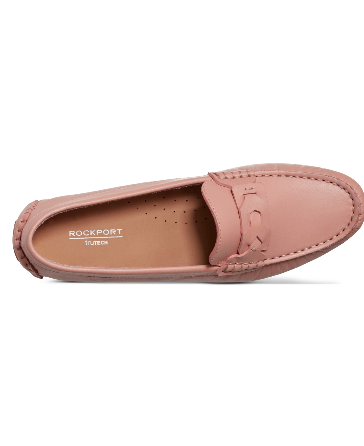 Shop Rockport Women's Blara Almond Toe Casual Flat Loafers In Dusty Rose Leather