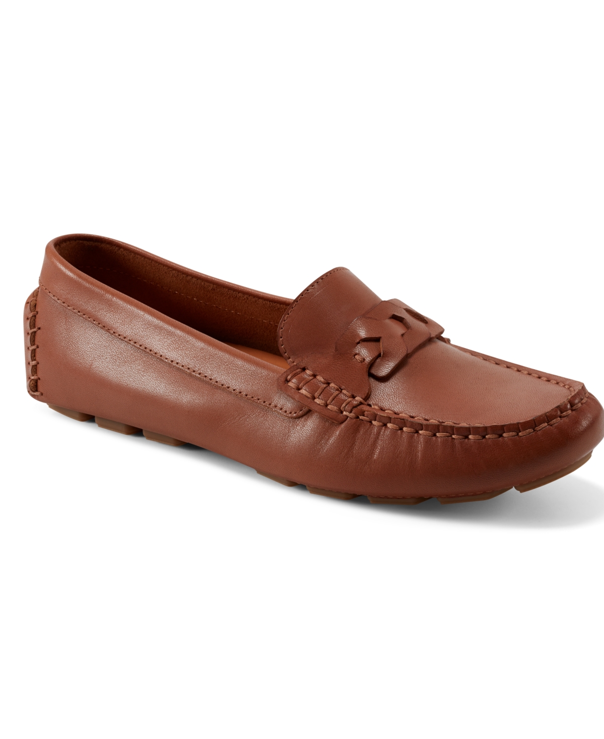 Shop Rockport Women's Blara Almond Toe Casual Flat Loafers In Cognac Leather