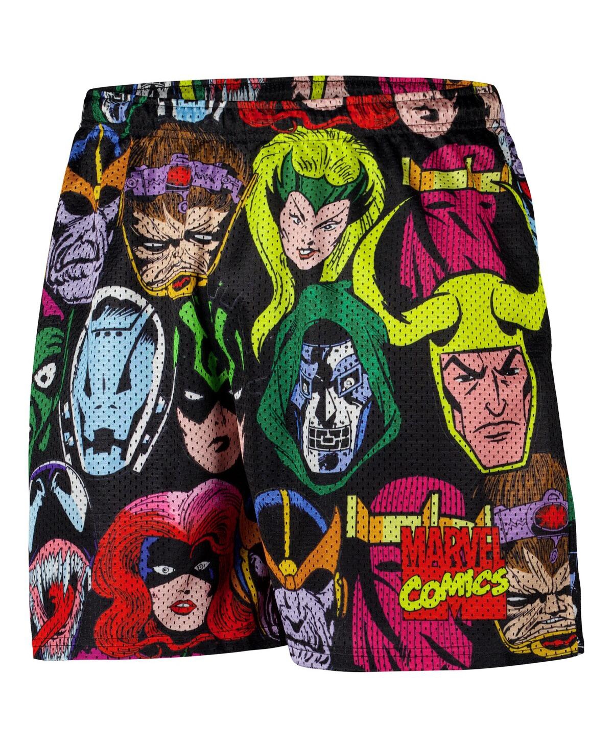 Shop Chalk Line Men's Black Marvel Villains Heads Retro Shorts