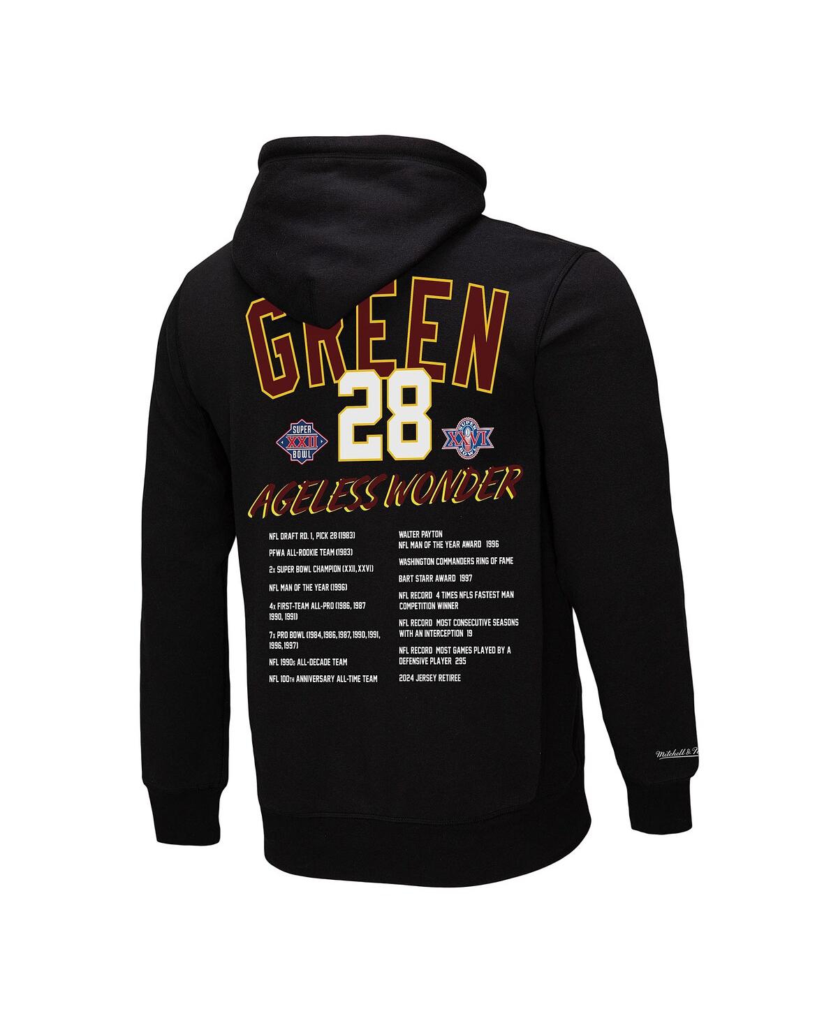 Mitchell & Ness Men's Darrell Green Black Washington Commanders Wonder Pullover Hoodie In Black