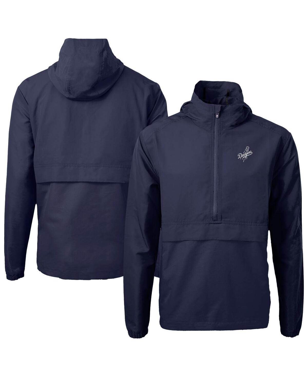 Cutter & Buck Men's Navy Los Angeles Dodgers Charter Anorak Half-zip Hoodie Jacket In Navy