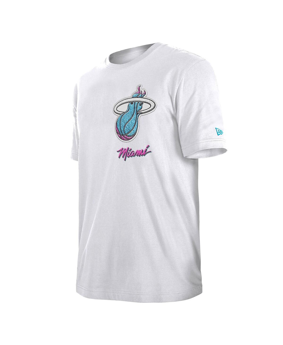 NEW ERA MEN'S WHITE MIAMI HEAT 2024/25 CITY EDITION CHENILLE HEAVYWEIGHT T-SHIRT 