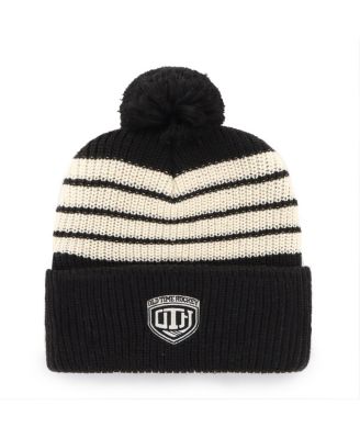 Men's Black Boston Bruins Old Time Hockey Barn Cuffed Knit Hat with Pom