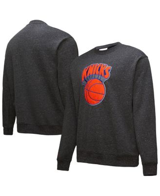 Mitchell & Ness - Men's Black New York Knicks Hardwood Classics Blackout Collection Snow Washed Pullover Sweatshirt