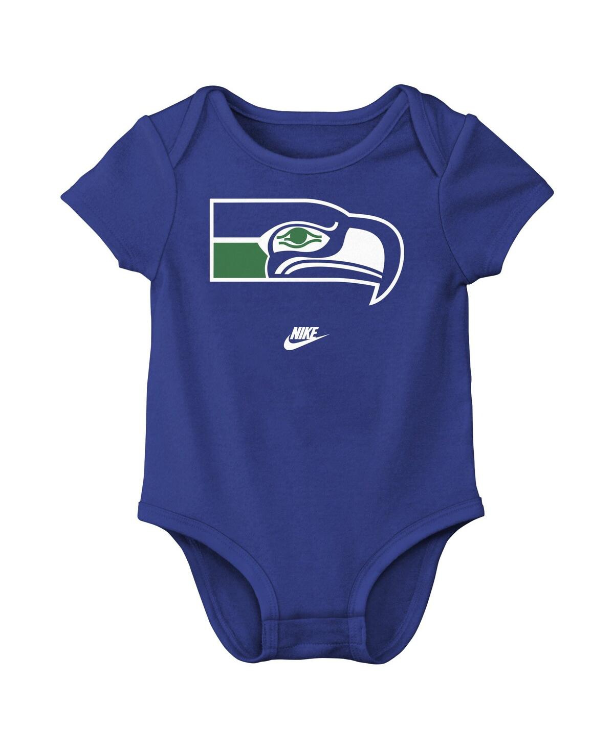 Nike Baby Boys And Girls Seattle Seahawks Rewind 3-pack Bodysuit In Royal