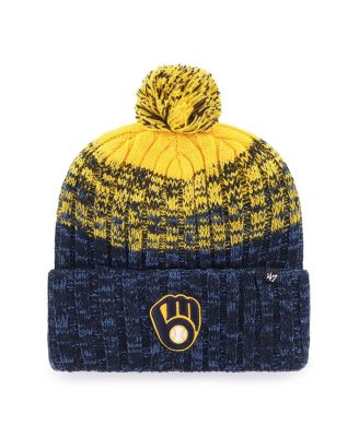 '47 Brand - Men's Navy Milwaukee Brewers Cascade Cuffed Knit Hat with Pom