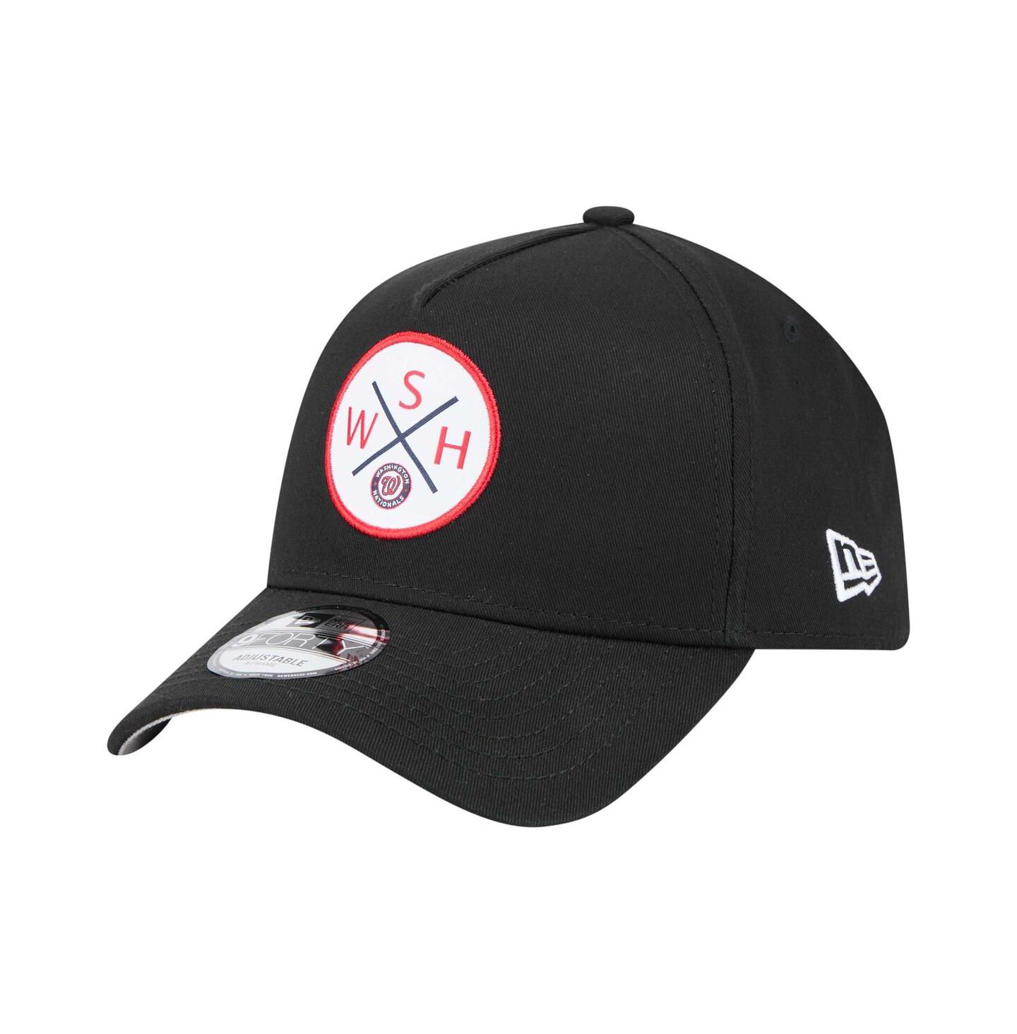 Мужская кепка New Era Black Washington Nationals 9FORTY A-Frame Adjustable Hat — фото 1