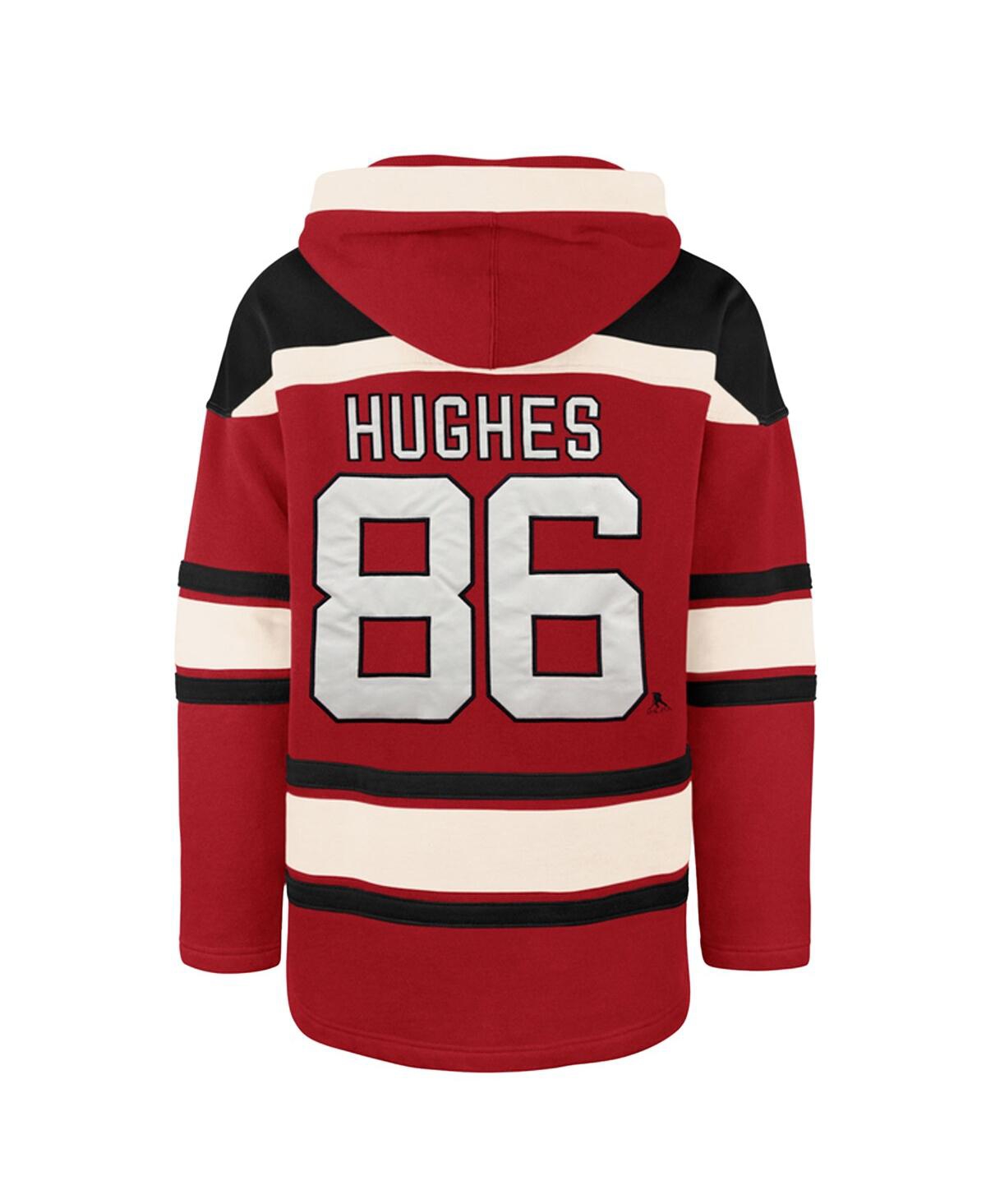 47 Brand Men's Nico Hischier Red New Jersey Devils Player Name Number Lacer Pullover Hoodie In Red