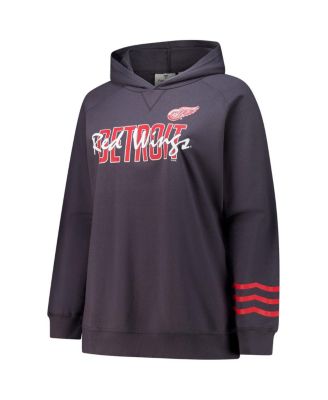Women's Charcoal Detroit Red Wings Plus Size Lightweight Fleece Raglan Pullover Hoodie