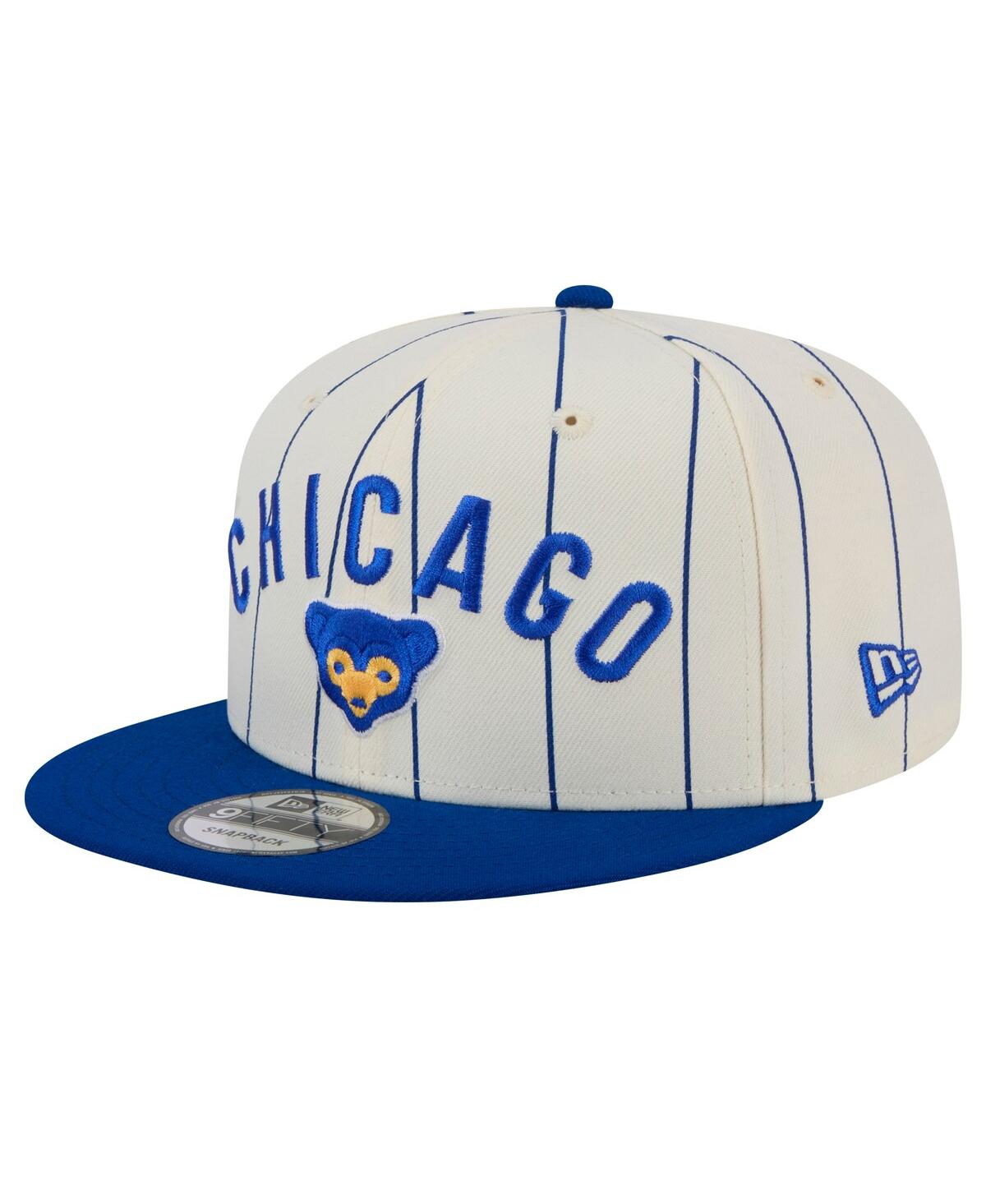 NEW ERA MEN'S WHITE CHICAGO CUBS JERSEY PINSTRIPE 9FIFTY SNAPBACK HAT 