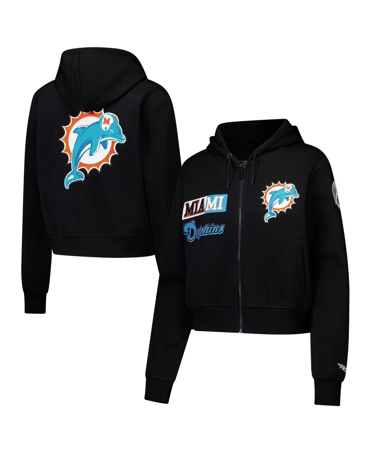 Women's Black Miami Dolphins Split Logo Full-Zip Hoodie - Black
