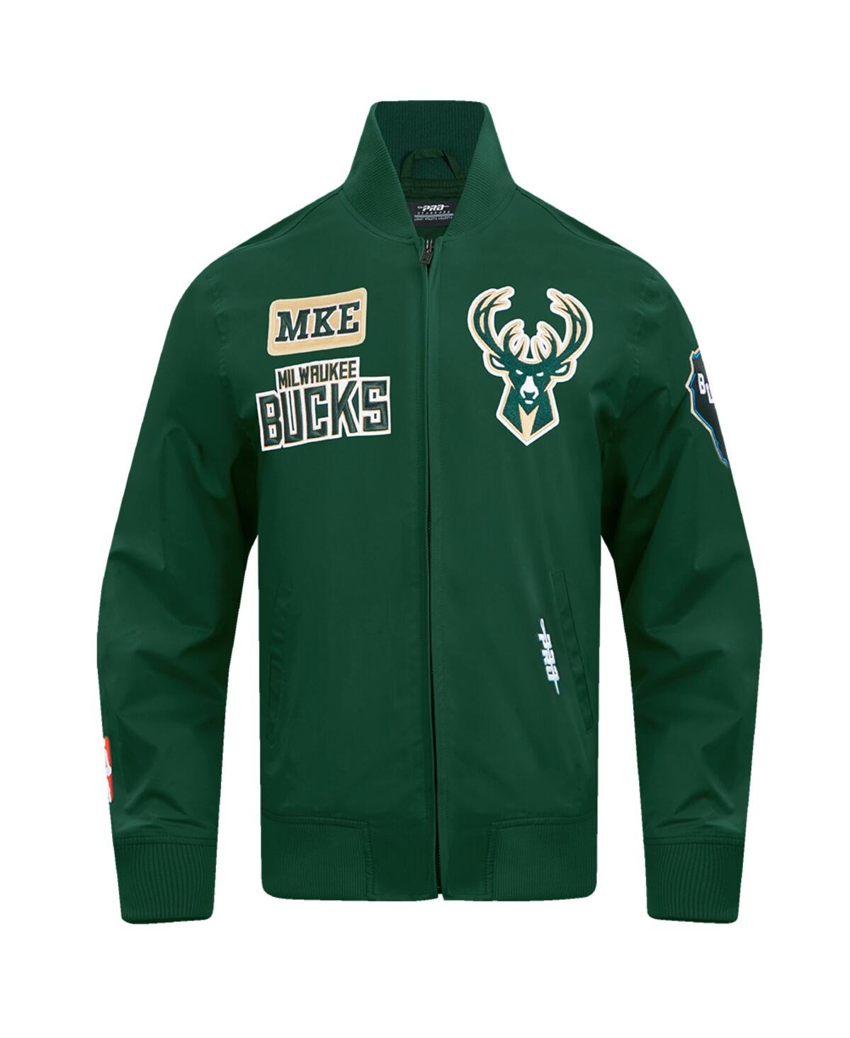 Pro Standard Men's Hunter Green Milwaukee Bucks Area Code Twill Full-zip Jacket In Hunter Green