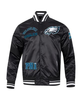 Men's Black Philadelphia Eagles Sublimated Satin Full-Snap Jacket