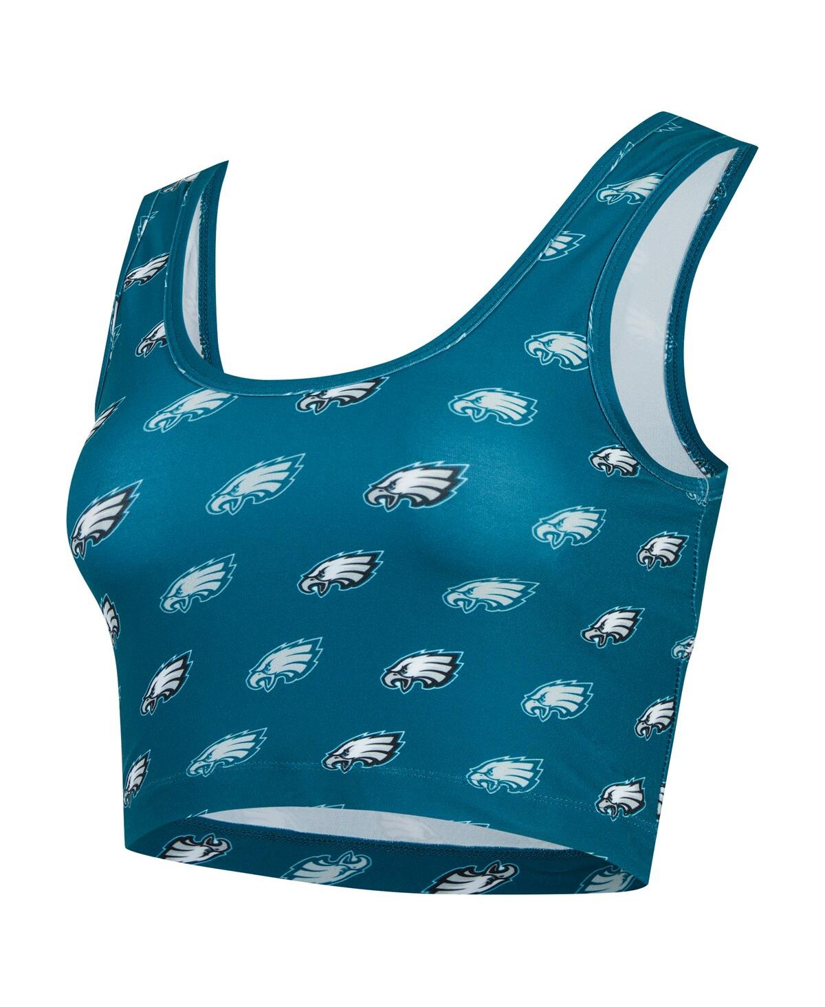 Concepts Sport Women's Midnight Green Philadelphia Eagles Record Allover Print Bralette In Green