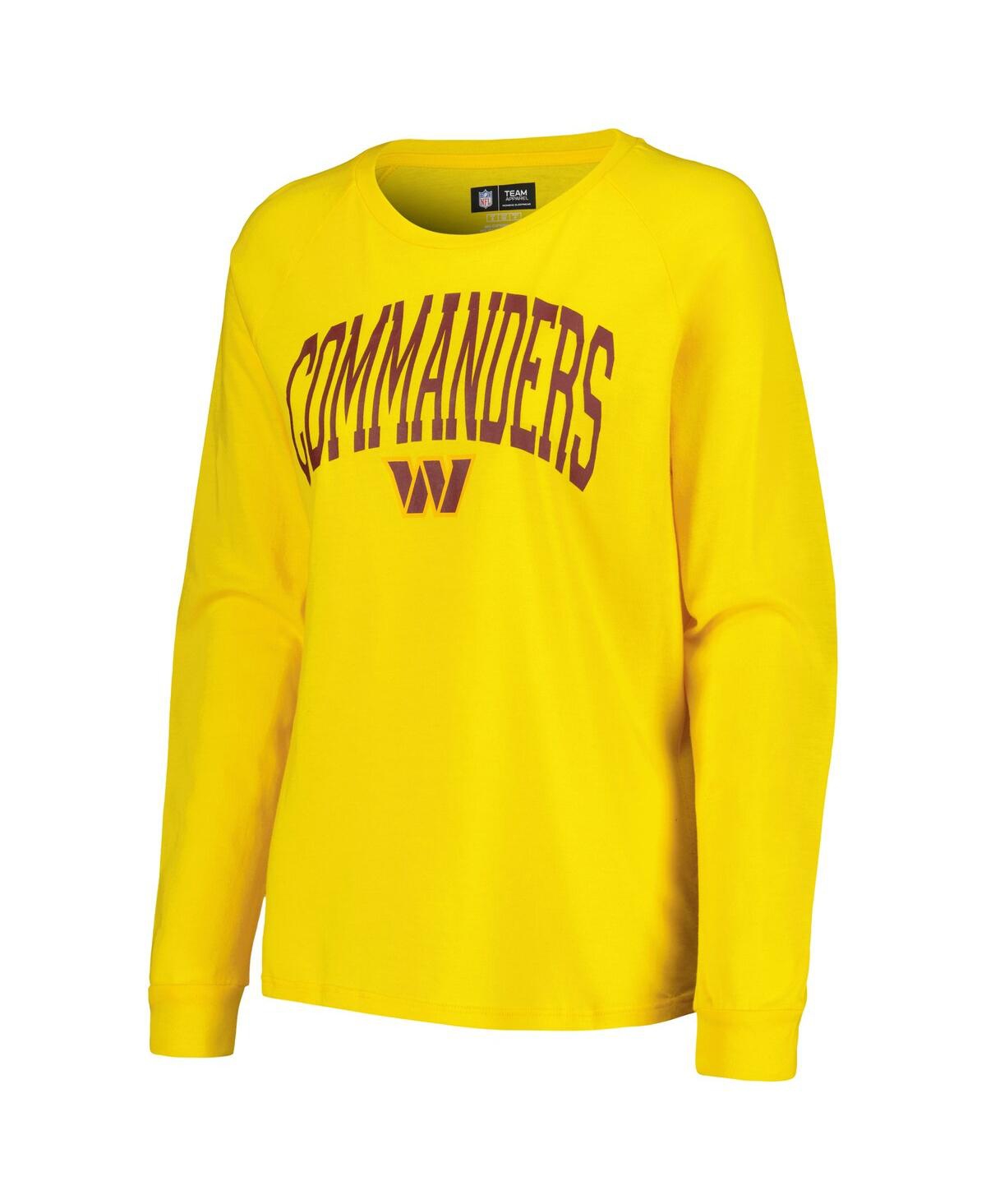 Concepts Sport Women's Burgundy/gold Washington Commanders Raglan Long Sleeve T-shirt Shorts Lounge Set In Burgundy,gold
