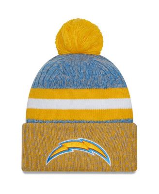 New Era - Men's Powder Blue/Gold Los Angeles Chargers 2023 Sideline Sport Cuffed Pom Knit Hat