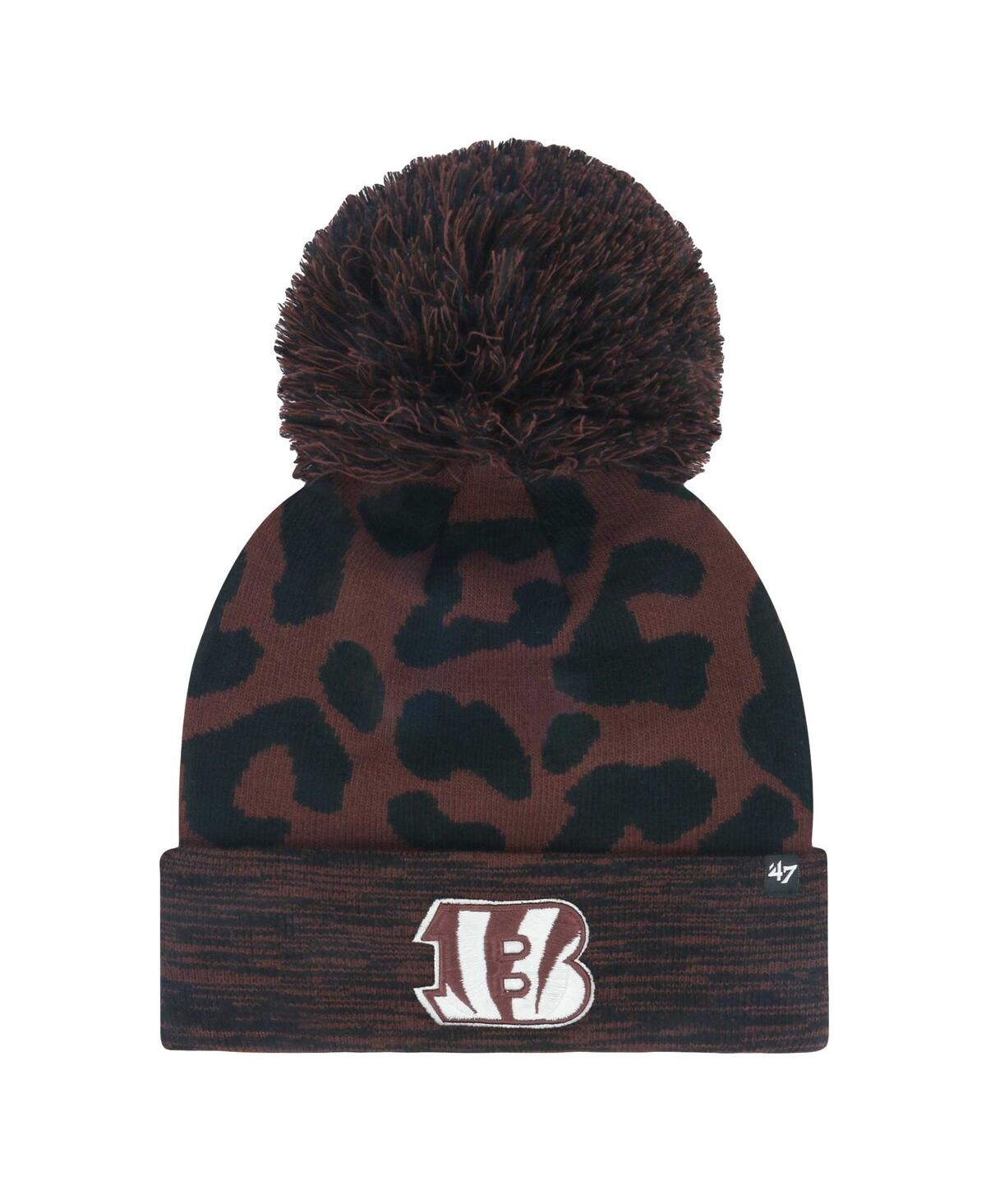 47 BRAND WOMEN'S BROWN CINCINNATI BENGALS CACAO CUFFED KNIT HAT WITH POM 