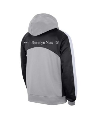 Men's Silver/Black Brooklyn Nets Authentic Starting Five Force Performance Pullover Hoodie