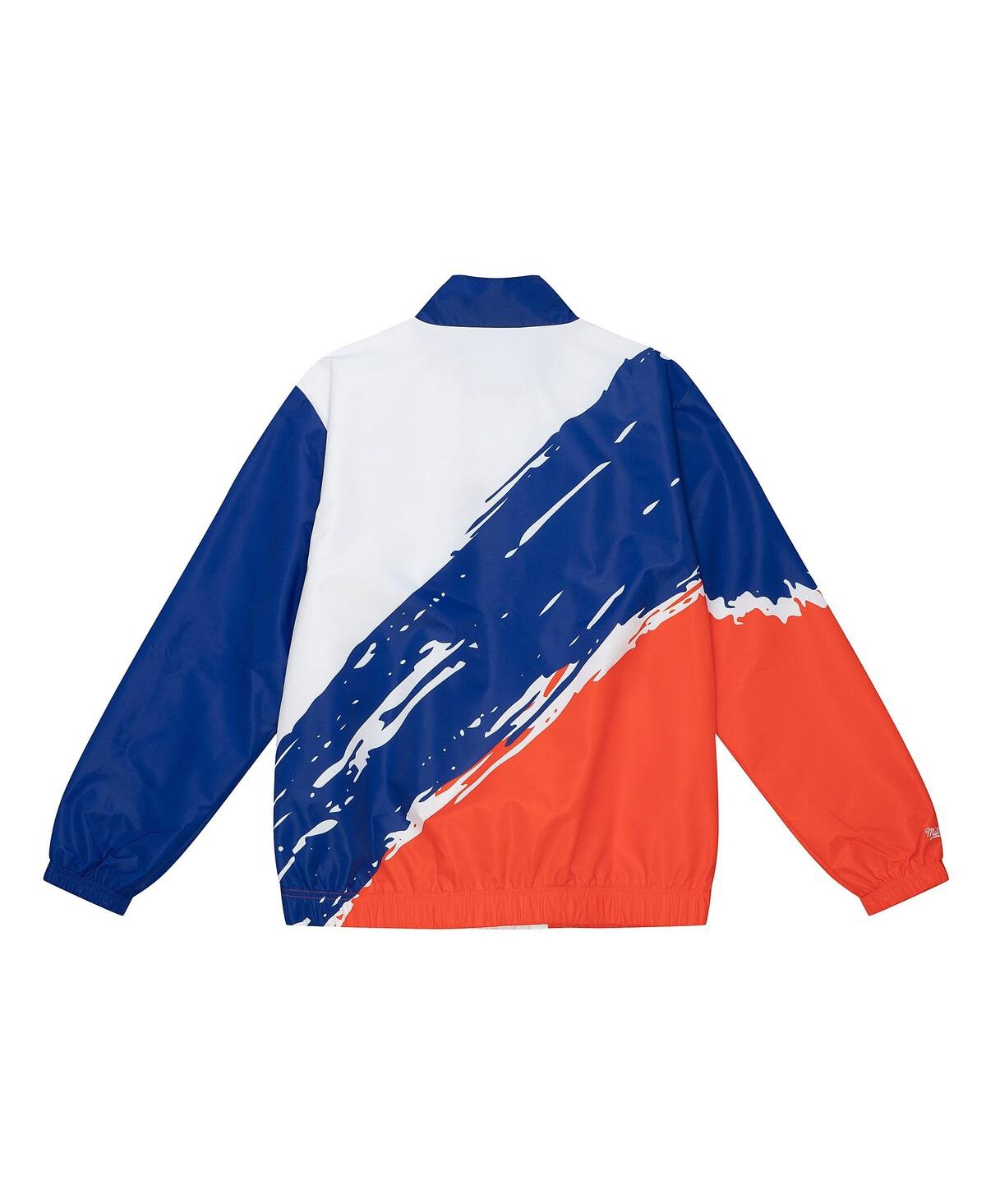 Mitchell & Ness Men's White New York Knicks Paintbrush Full-zip Windbreaker Jacket In White