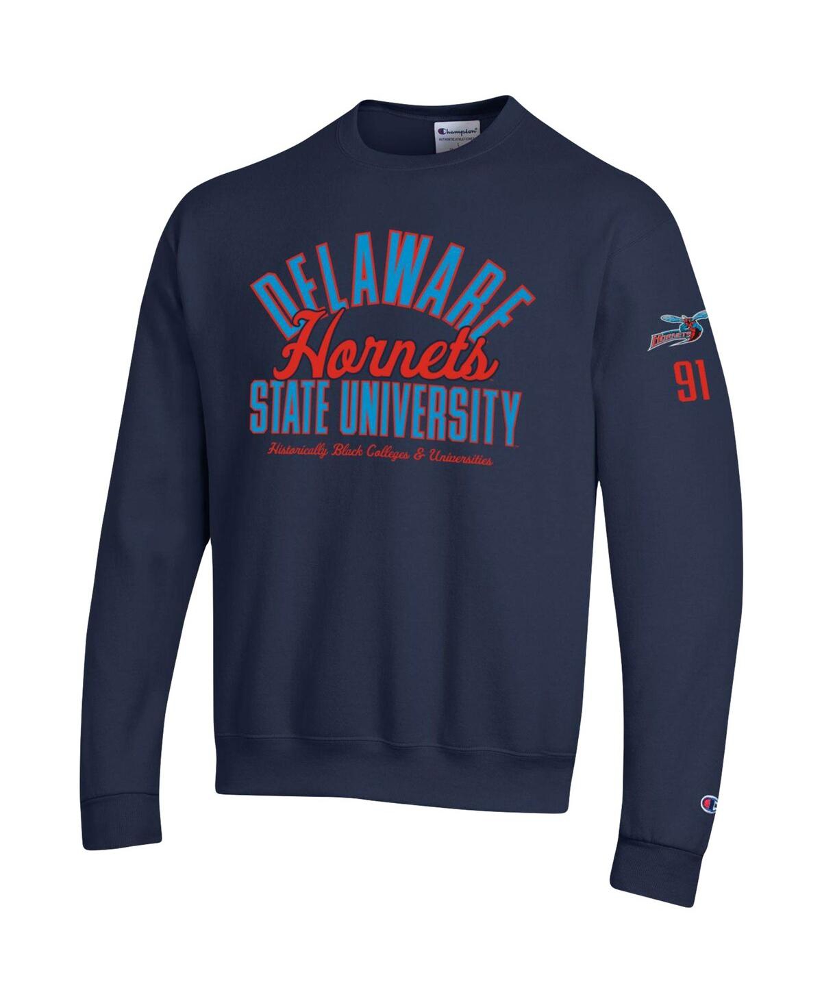 Champion Men's Navy Delaware State Hornets 2-hit Powerblend Pullover Sweatshirt In Navy