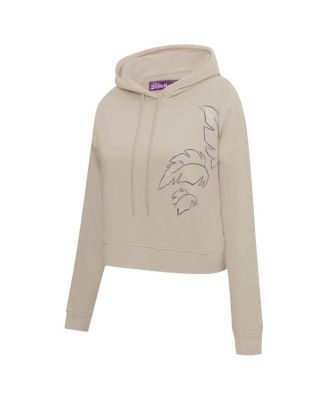 Women's Tan Lilo and Stitch Nose Kiss Cropped Pullover Hoodie