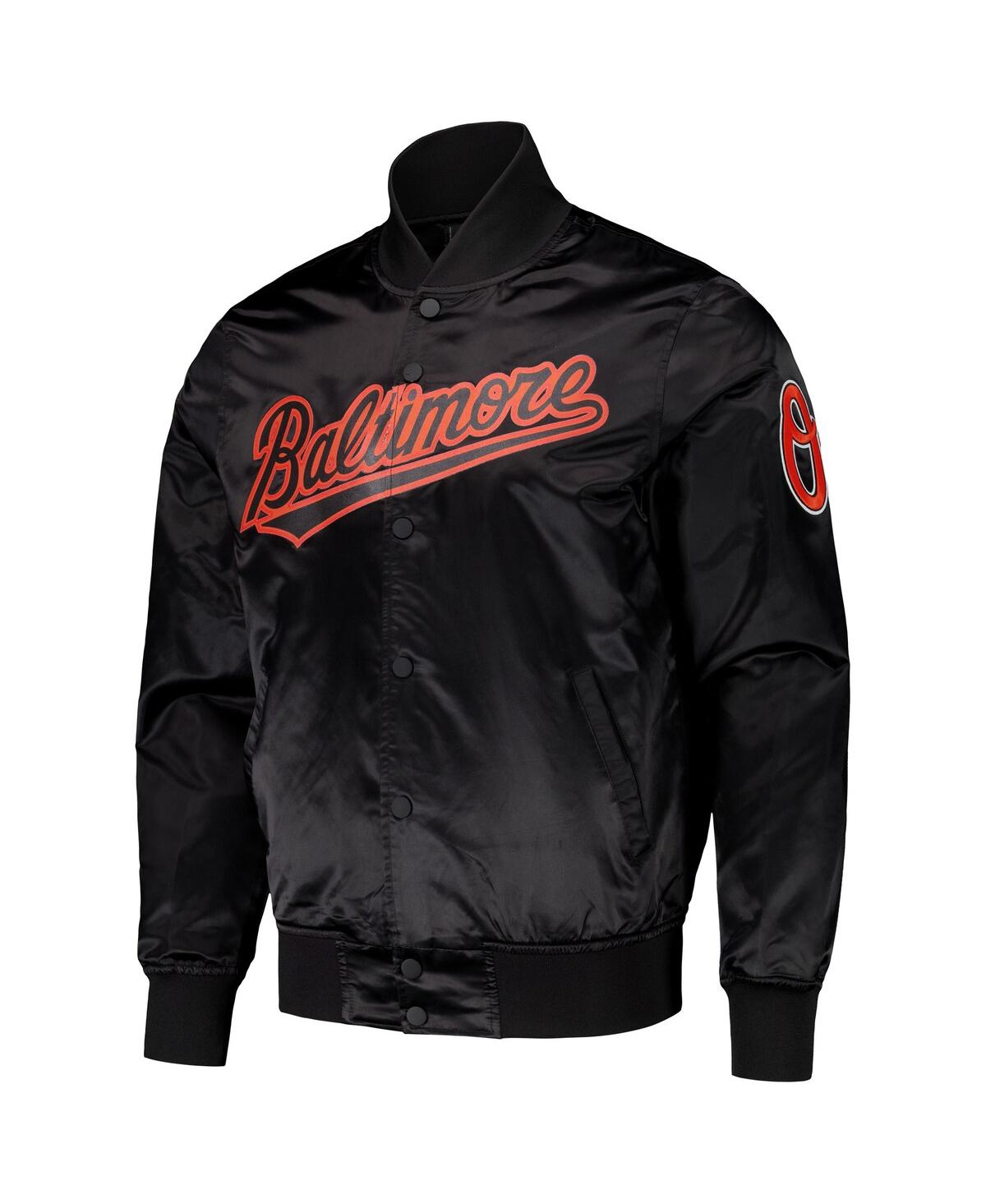 Pro Standard Men's Black Baltimore Orioles Wordmark Satin Full-snap Jacket In Black