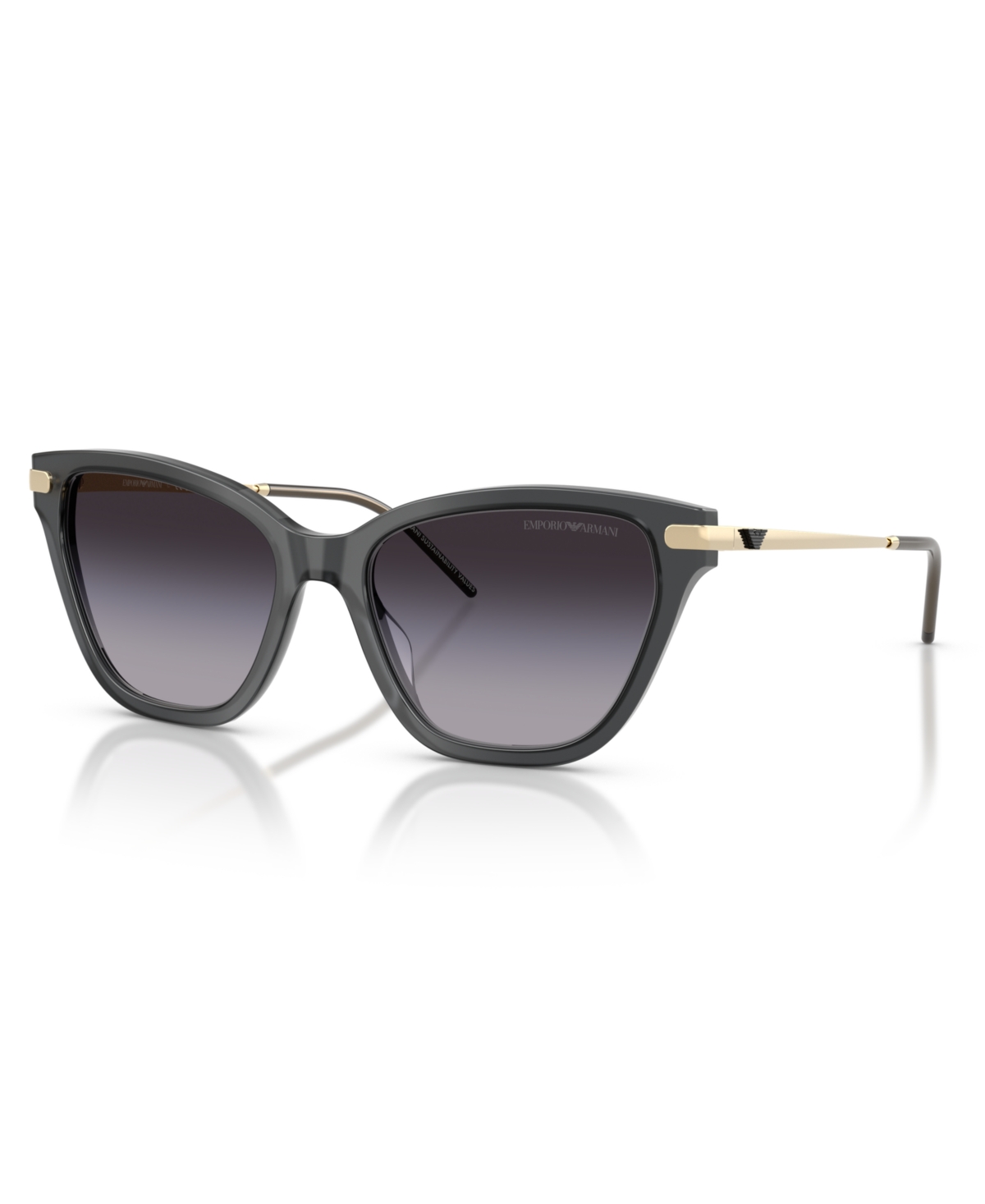 Emporio Armani Women's Asian-fit Cat-eye Sunglasses In Shiny Opal Black