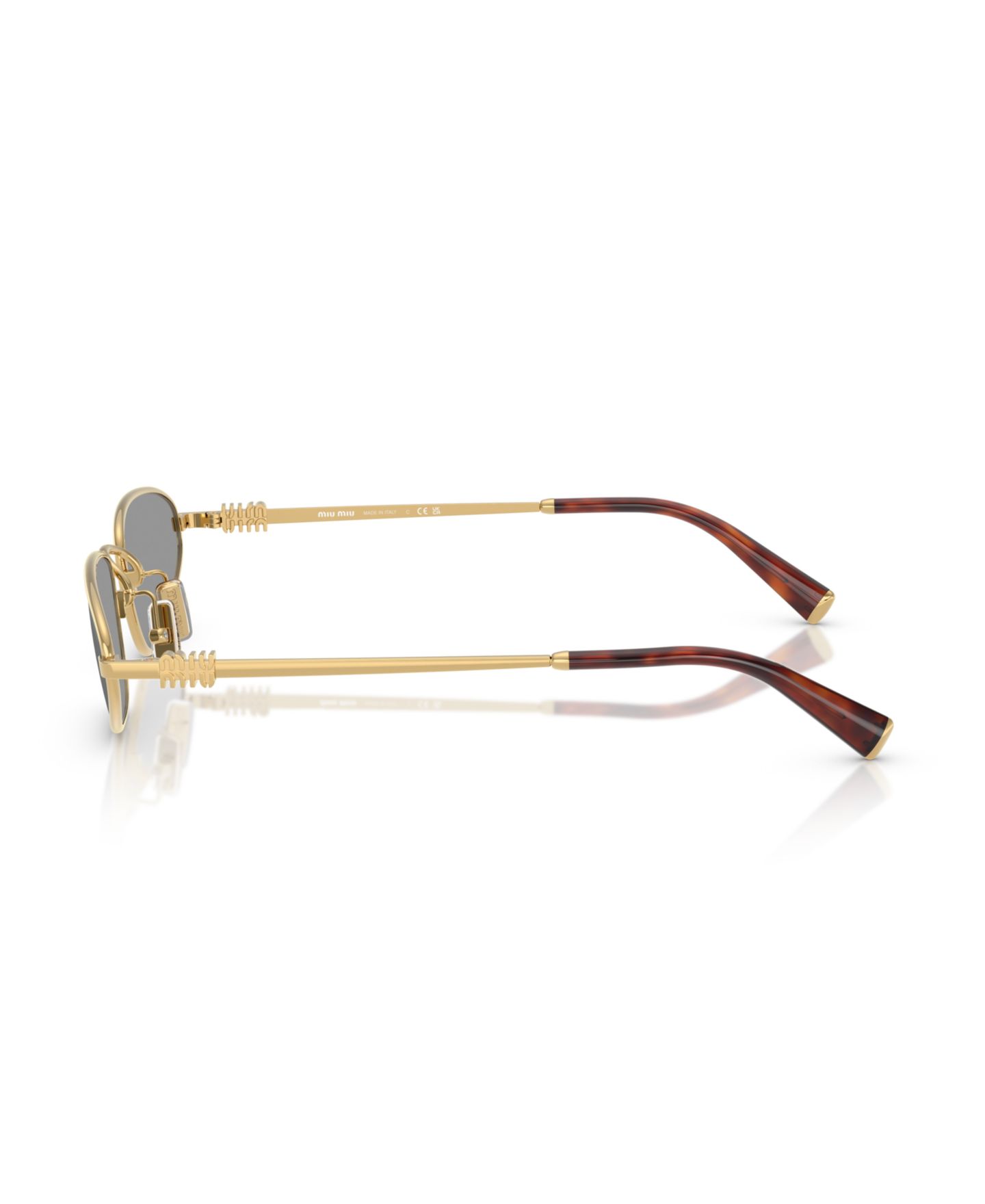 Женские солнцезащитные очки MIU MIU Large Sunglasses, MU A52S, цвет: Золотой, вариант 1 — фото 4