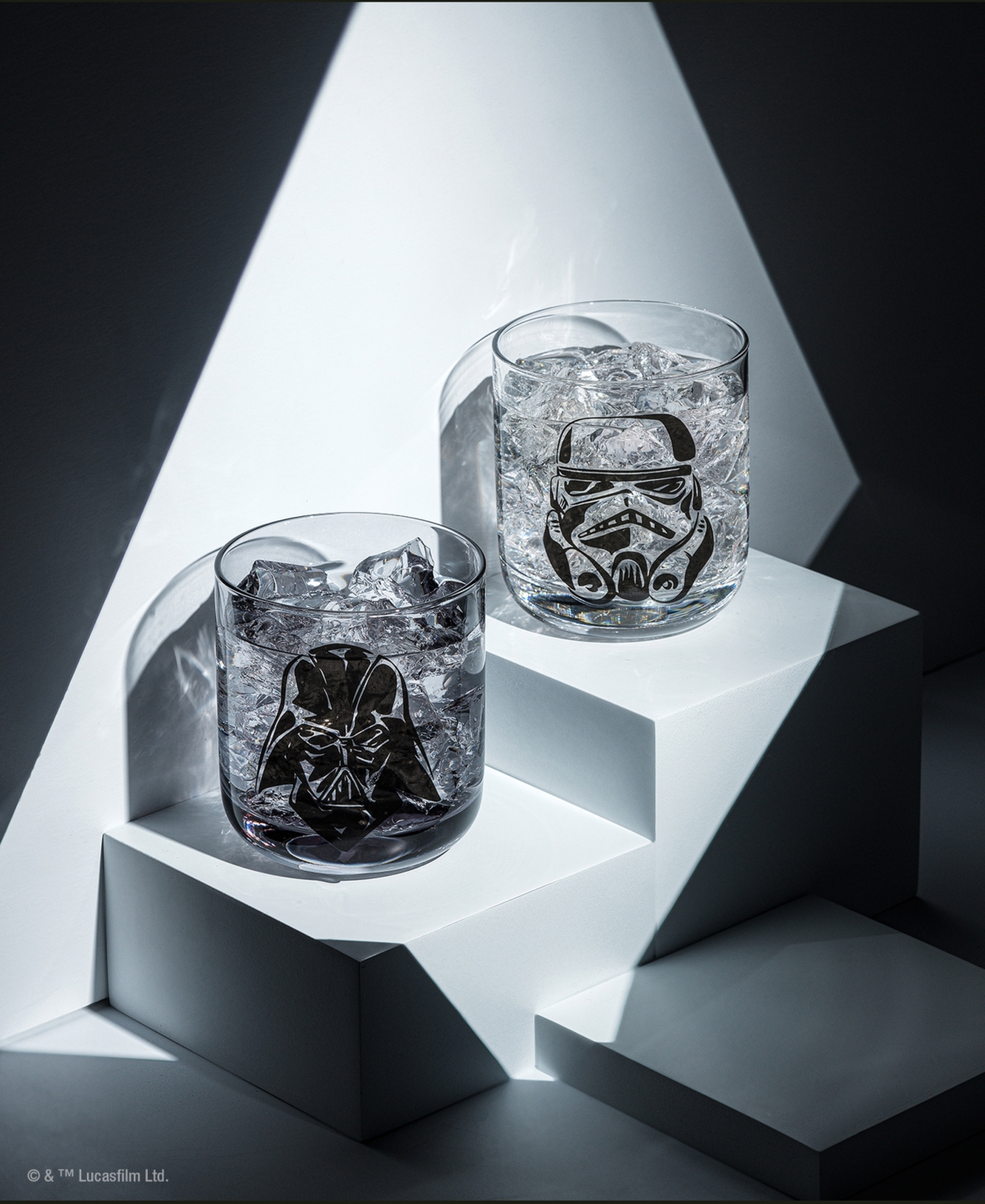 JOYJOLT STAR WARS DARK SIDE MONOCHROME SHORT DRINKING GLASSES, SET OF 2 