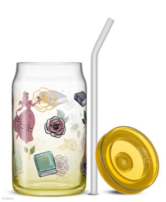 Disney Princess Icon Tumbler Glasses with Lids, Set of 4