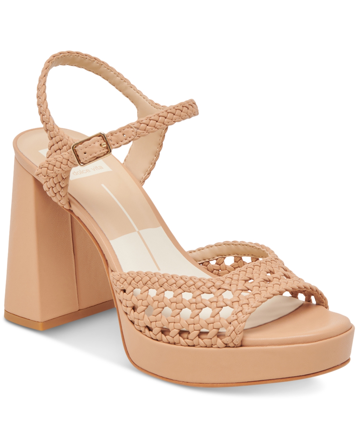 Shop Dolce Vita Women's Peyten Woven Two-piece Platform Dress Sandals In Cafe Woven Leather