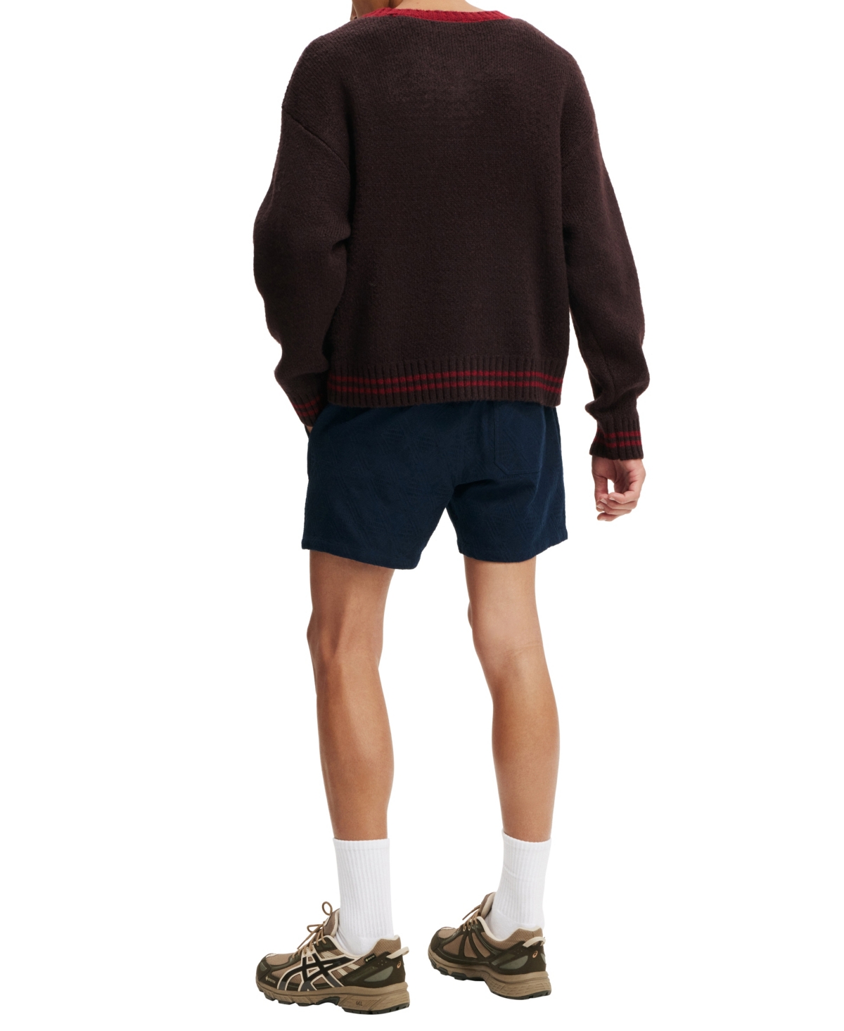 Cotton On Elevated Easy Short In True Navy Diamond Grid Knit